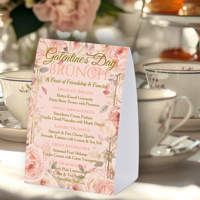 Sunlit Rococo Garden Galentine Brunch Florals Tea Tischaufsteller (Von Creator hochgeladen)