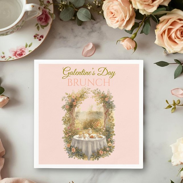 Sunlit Rococo Garden Galentine Brunch Table Floral Serviette (Von Creator hochgeladen)