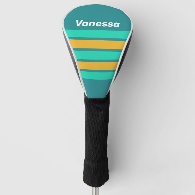 Sunlit Seas Across Striping with Name Golf Headcover (Vorderseite)