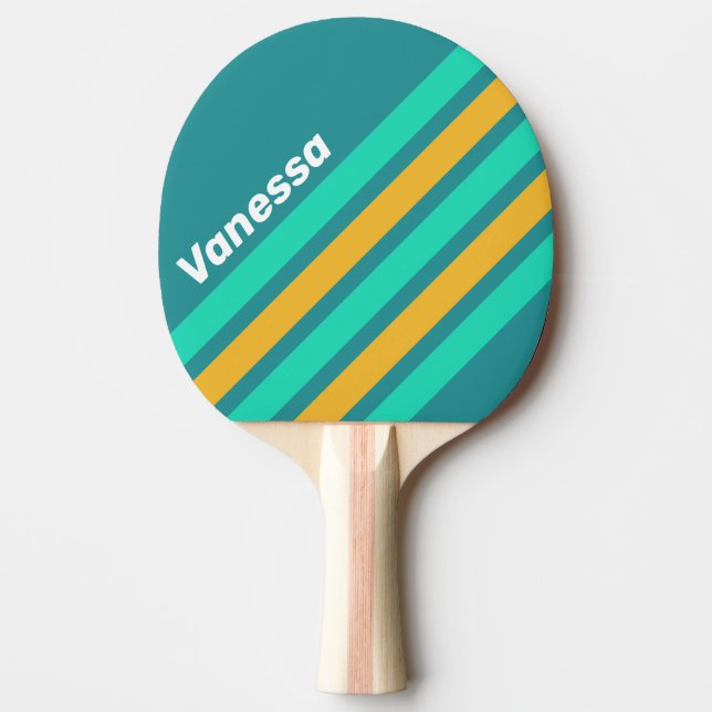 Sunlit Seas Angled Striping with Name Tischtennis Schläger (Vorderseite)