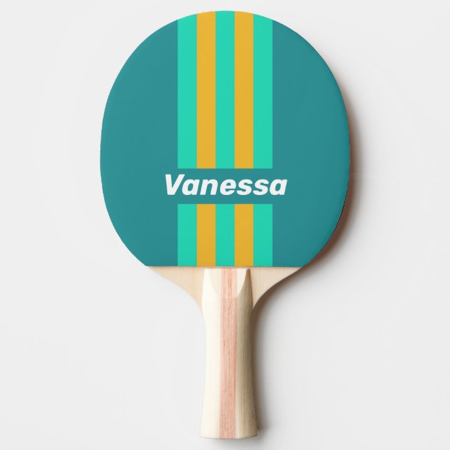 Sunlit Seas Pin Stripes with Name Tischtennis Schläger (Vorderseite)