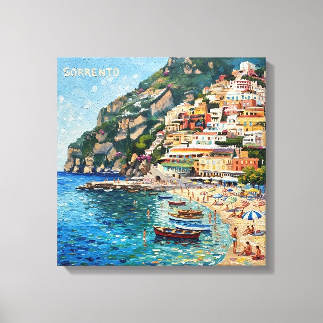 Sunlit Sorrento Seaside Escape Canvas Art Leinwanddruck (Vorderseite)