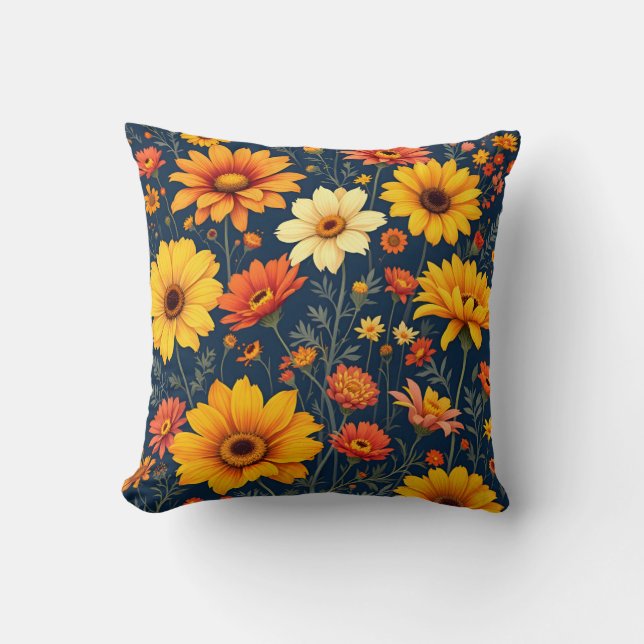 Sunlit Summer Blume Pattern.Moderne Außenwelt Kissen (Vorderseite)