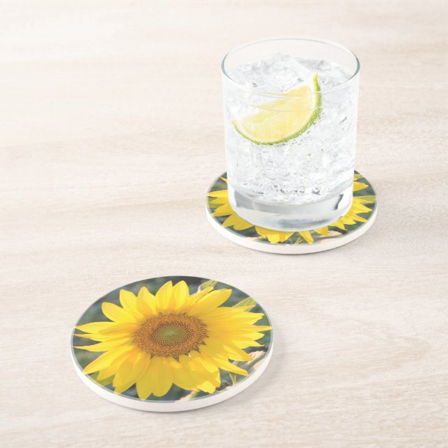 Sunlit Sunflower Sandstone Coaster Getränkeuntersetzer (Seite)