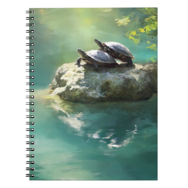 Sunlit Turtle Pond Reflection Notebook Notizblock (Vorderseite)