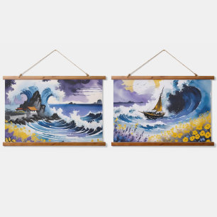 Sunlit Voyage und Seaspray Shoreline Wandteppich Mit Holzrahmen