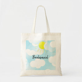 Sunny Blue Summer Sky mit Clouds Name Bridesmaid Tragetasche