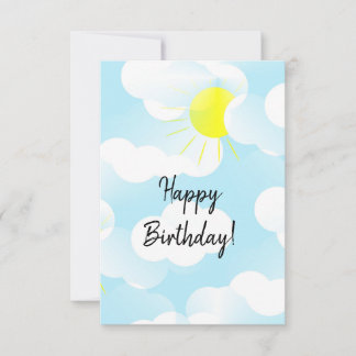 Sunny Blue Summer Sky mit Wolken Happy Birthday Karte