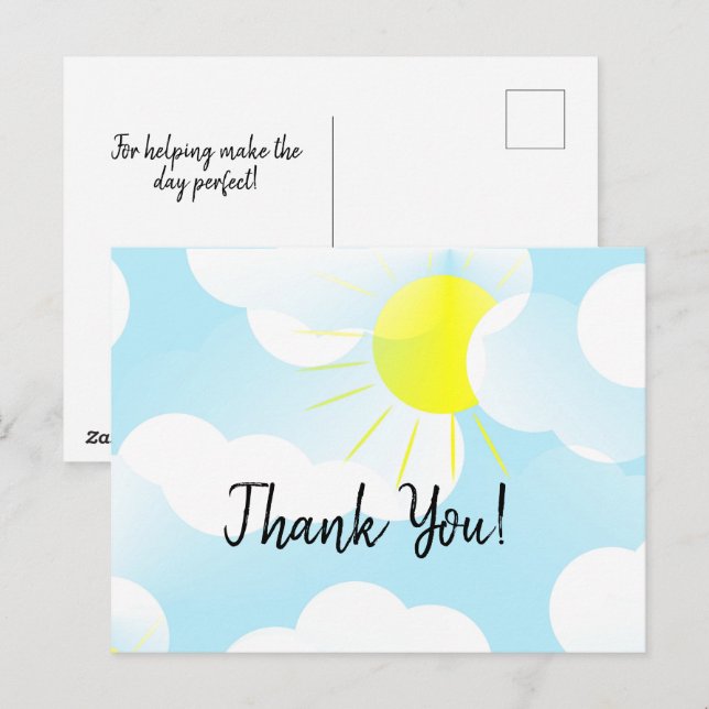 Sunny Blue Summer Sky mit Wolken Vielen Dank Postkarte (Vorne/Hinten)