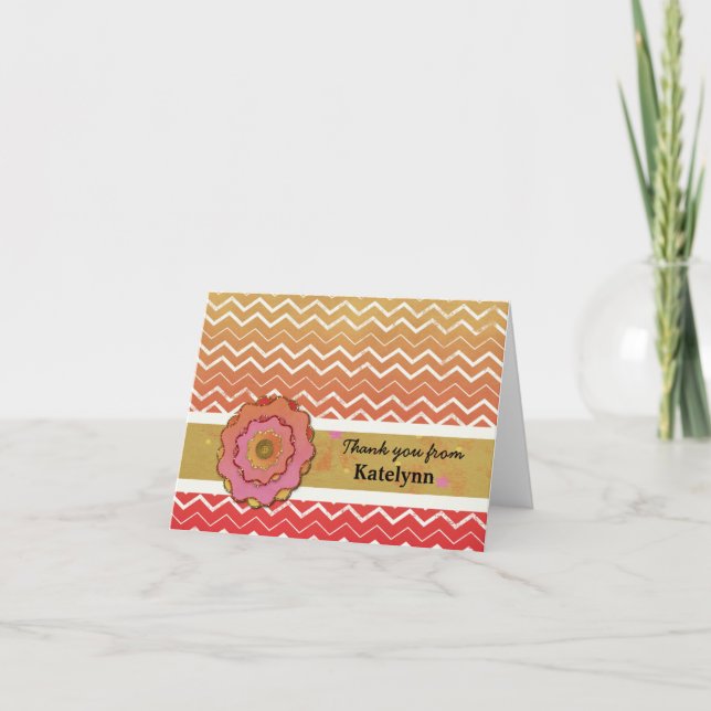 Sunny Chevron Stripes Carte de remerciements (Devant)
