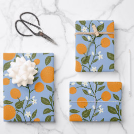 Sunny Citrus Orange Grove Muster Geschenkpapier Set