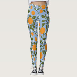 Sunny Citrus Orange Grove Muster Leggings