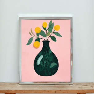 Sunny Citrus Still Life: Zitronen in einer Vase Fotodruck