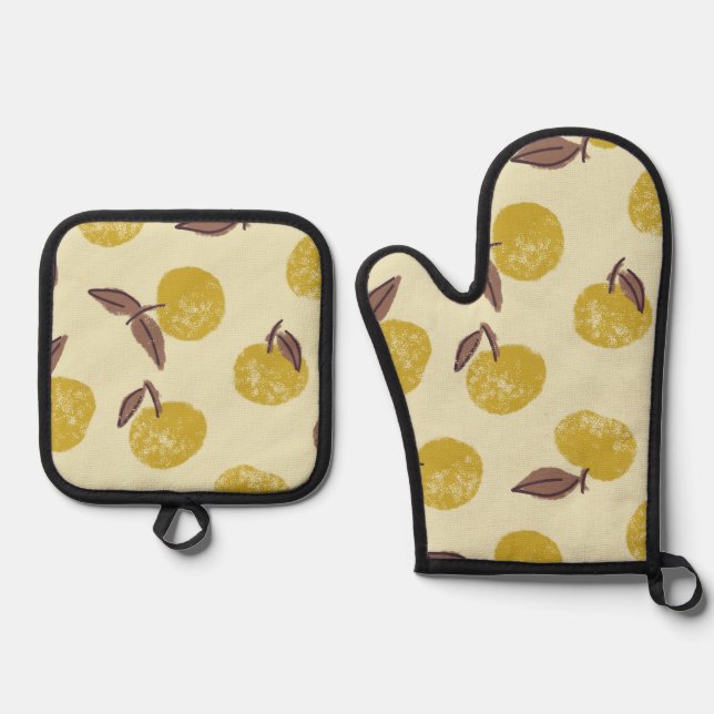 Sunny Clementine Bliss Ofenhandschuh & Topflappen-Set (Vorderseite)