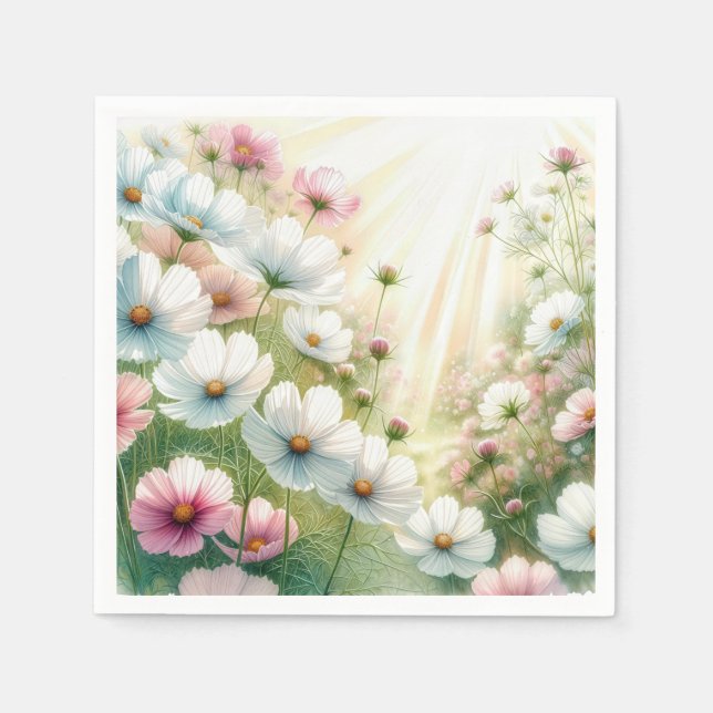 Sunny Cosmos Garden Serviette (Vorderseite)