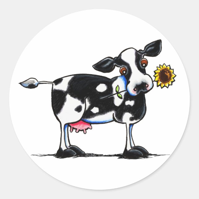 Sunny Cow Runder Aufkleber (Vorderseite)