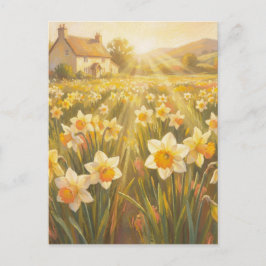 Sunny Daffodils - Pastel Painting Style Art Postkarte
