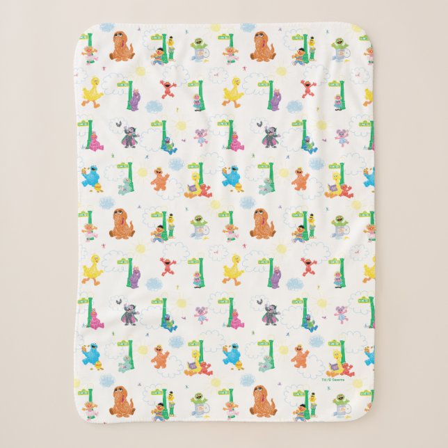 Sunny Day Sesame Street Pattern Sherpadecke (Vorderseite)