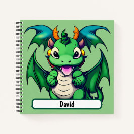 Sunny der freundliche Drache mit Custom Nametag Notizbuch