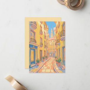 Sunny European Street Cosy Architecture Travel Art Mitteilungskarte