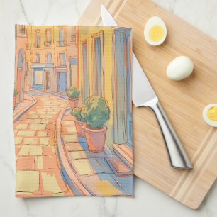 Sunny European Street Kitchen Towel - Cosy Travel Geschirrtuch