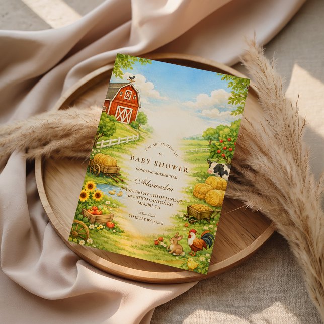 Sunny Farm Path Baby Shower Einladung (Von Creator hochgeladen)