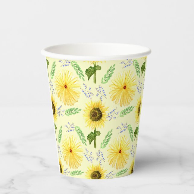 Sunny Floral Pattern Napkins Pappbecher (Vorderseite)