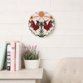 Sunny Folk Art Rooster Symmetrisches Design Große Wanduhr