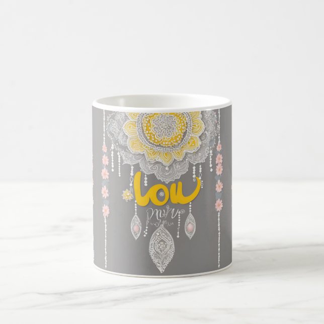 Sunny Gray Lace AI Art Kaffeetasse (Mittel)