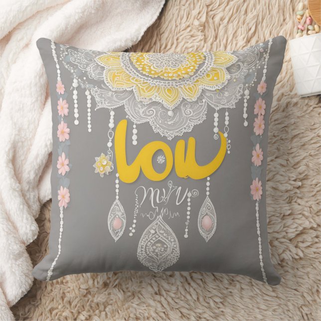 Sunny Gray Lace AI Art Kissen (Decke)