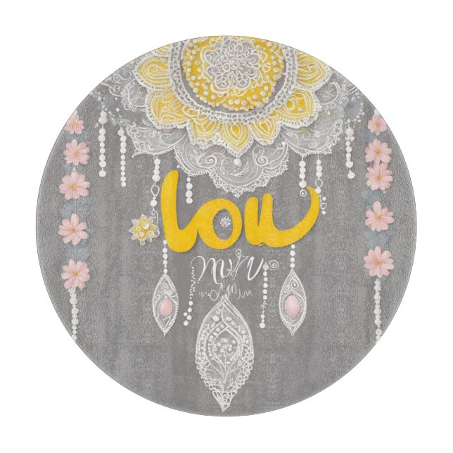 Sunny Gray Lace AI Art Schneidebrett (Vorderseite)