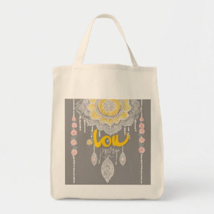 Sunny Gray Lace AI Art Tragetasche