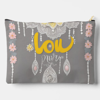 Sunny Gray Lace AI Art Zubehörtasche