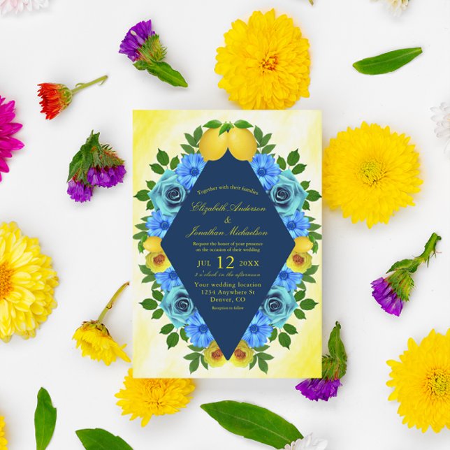 Sunny Lemon Floral Wedding Einladung (Von Creator hochgeladen)