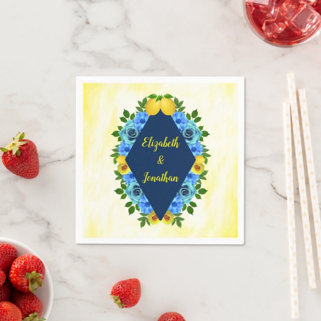 Sunny Lemon Floral Wedding Serviette (Beispiel)