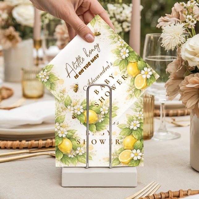Sunny Lemon Honey Bee Baby Shower Serviette (Von Creator hochgeladen)