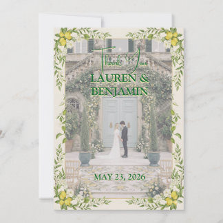Sunny Lemon Wedding Thank You Card Dankeskarte
