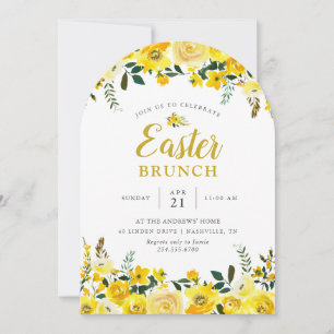 Sunny Meadow Floral Pâques Brunch Party Invitation