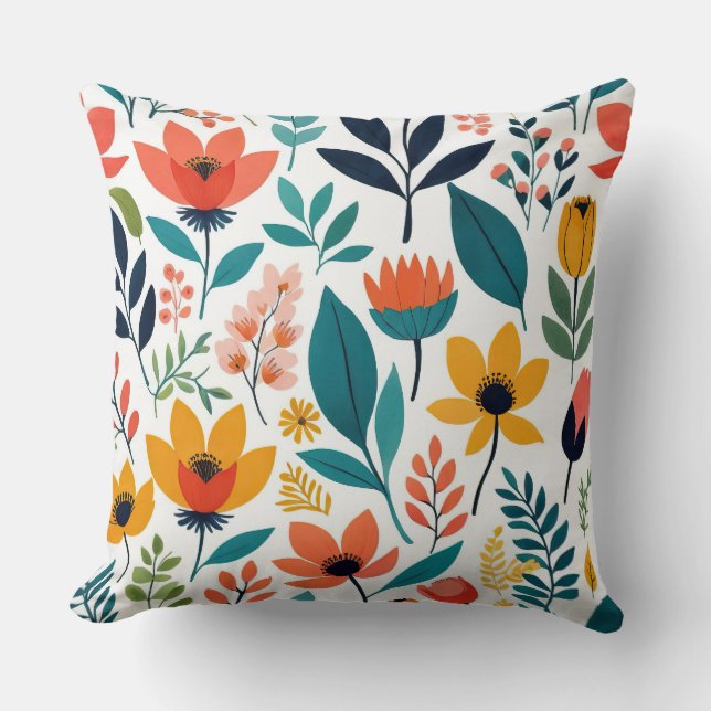 Sunny Meadow Pop Minimalistisch modern und blumenr Kissen (Vorderseite)