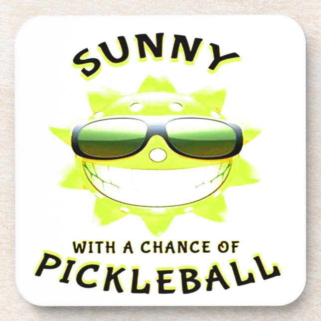 Sunny mit einer Chance auf PickleBall Getränkeuntersetzer (Vorderseite)