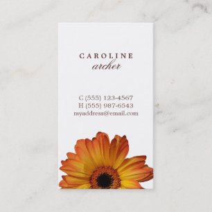 Sunny Orange gerbera daisa Blume Personal Calling Visitenkarte