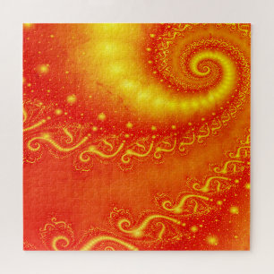 Sunny Orange Holographic Fraktal Abstrakt Spirals