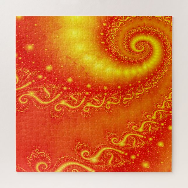 Sunny Orange Holographic Fraktal Abstrakt Spirals (Horizontal)