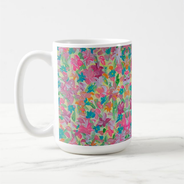 Sunny Pastel Floral Coffee Tasse (Links)