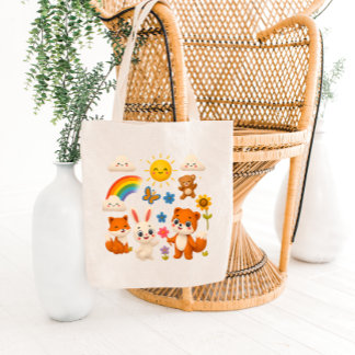 Sunny Rainbow Animal Friends Tote Bag