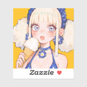 Sunny Scoop Anime Girl mit Vanilla Club Aufkleber