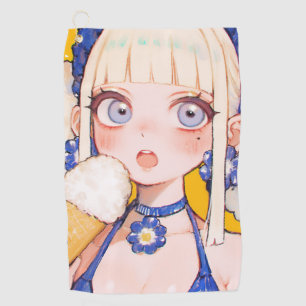 Sunny Scoop Anime Girl mit Vanilla Club Golfhandtuch