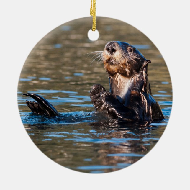 Sunny Sea Otter Keramik Ornament (Hinten)