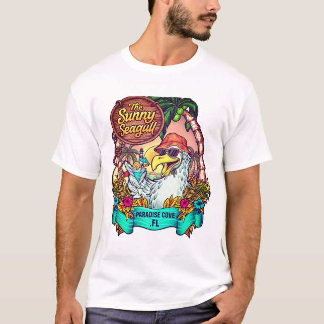 Sunny Seagull Coastal Hund Lover Vibes T - Shirt (Vorderseite)