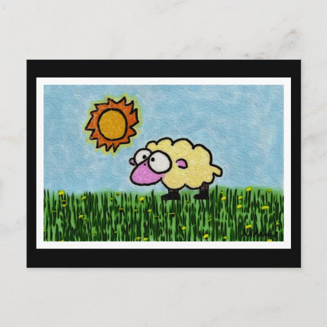 Sunny Sheep Postkarte (Vorderseite)